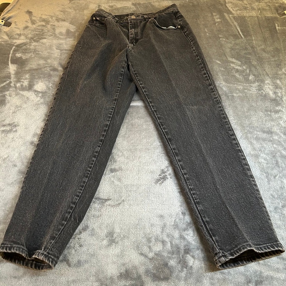 Riders by Lee Straight Leg Jeans Womens 8 Petite Black High Rise‎ Stretch 28x29"
